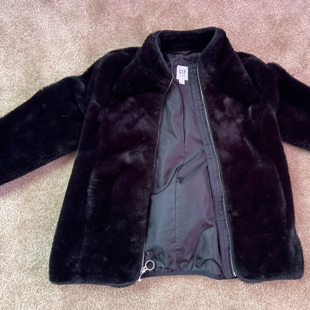Gap Black Faux Fur kids Coat